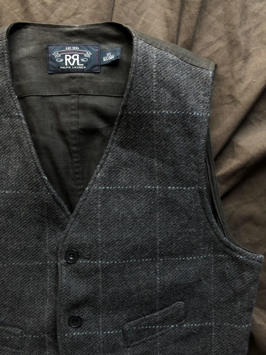 名作】極美品 RRL WOOL TWEED WINDOWPANE VEST ダブルアールエル