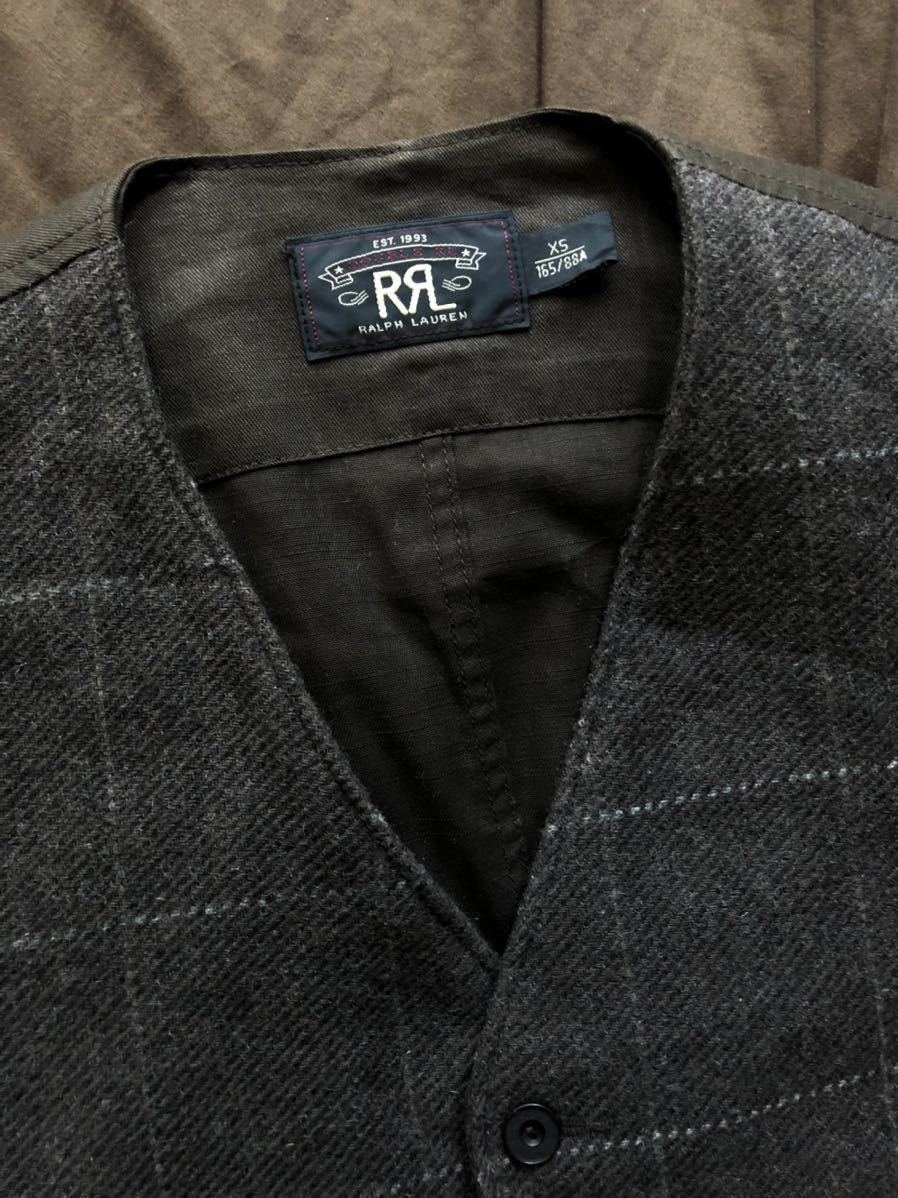 名作】極美品 RRL WOOL TWEED WINDOWPANE VEST ダブルアールエル