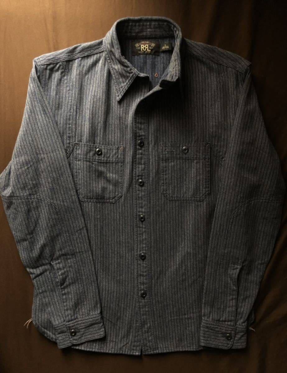贈り物 【極美品】RRL INDIGO STRIPE SHIRT インディゴ ストライプ