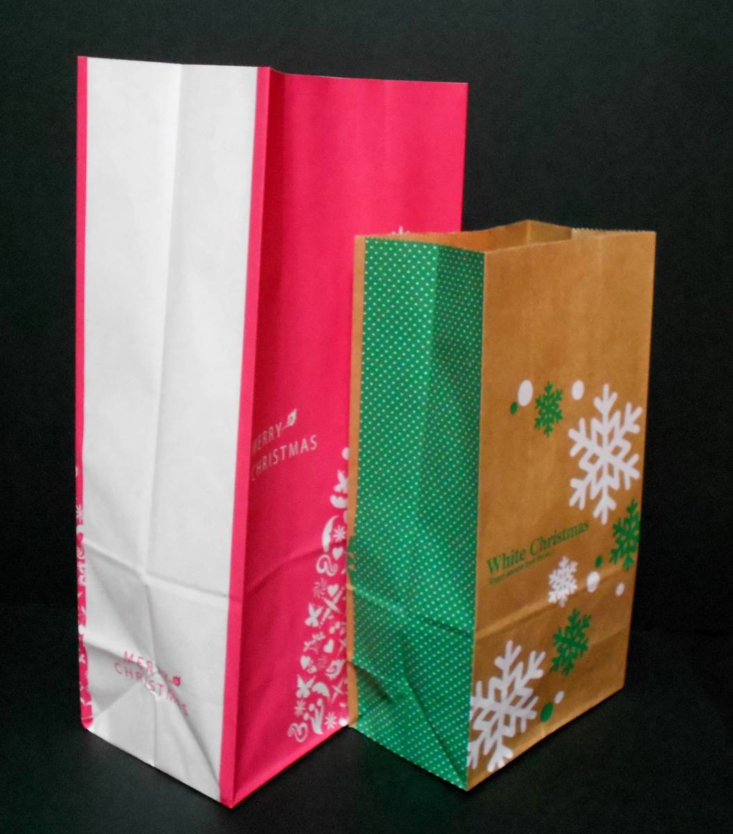 【新品!!】 クリスマス ラッピング 袋 5種 60枚セット 平袋 角底袋 赤 レッド クラフト 紙袋 雪 プリンセスツリー 柄 プレゼント ギフト_画像7
