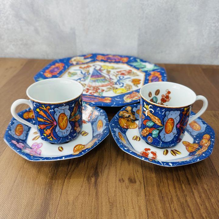 美品】HERMES ピエールドリアン デミタス カップ&ソーサー2客&プレート-