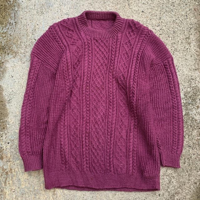 高価値 【L】UNKNOWN ケーブル編みニット アクリル×ウール アメリカ古着 レトロ オールド 紫■ビンテージ パープル セーター Lサイズ 高価値 【L】UNKNOWN ケーブル編みニット アクリル×ウール アメリカ古着 レトロ オールド 紫■ビンテージ パープル セーター Lサイズ