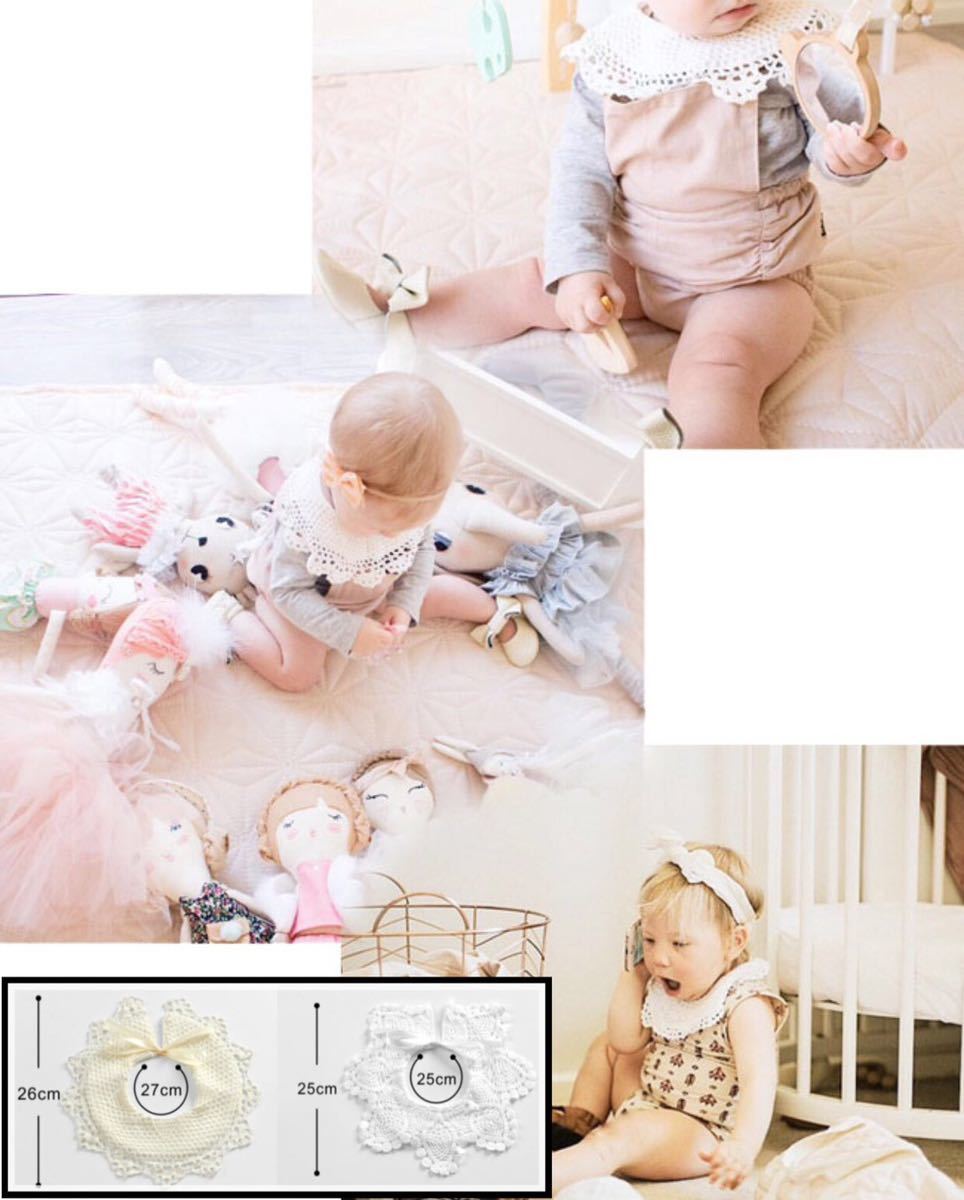 レース スタイ コットン 赤ちゃん 女の子 プレゼント 北欧 韓国 ベビー ベビー服 ファッション よだれかけ 年末年始 セール ホワイト_画像8