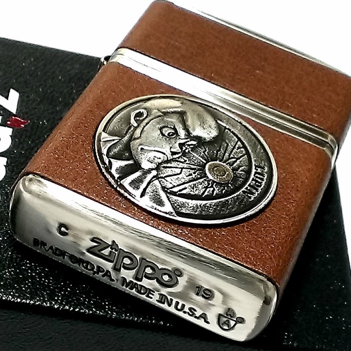 ZIPPO ルパン三世 アーマー ジッポ ライター ヴィンテージ・スタイル 本牛革巻き 4面 シルバー燻し＆ブラウン ジッポー アニメ かっこいい_画像4