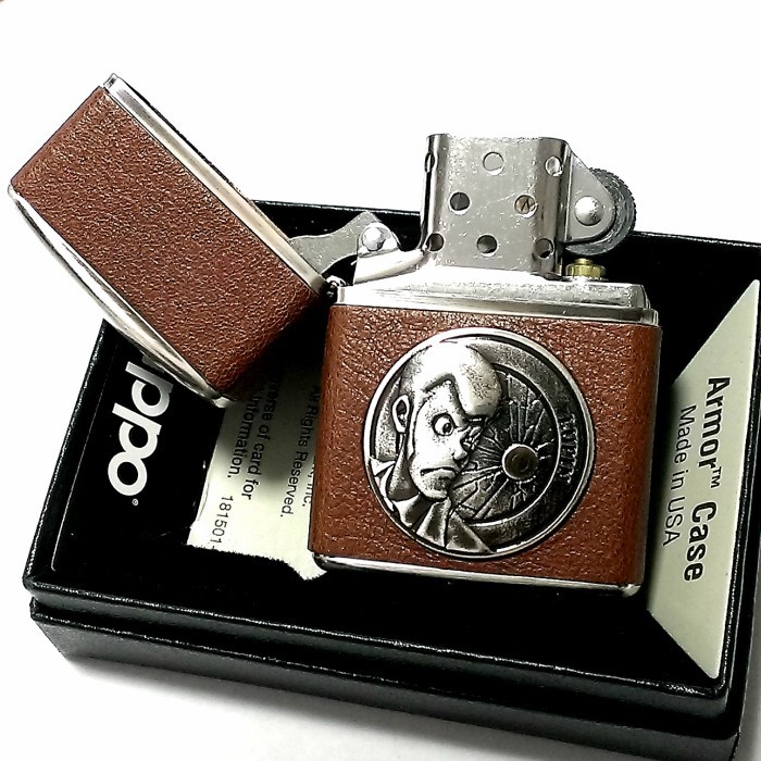 ZIPPO ルパン三世 アーマー ジッポ ライター ヴィンテージ・スタイル 本牛革巻き 4面 シルバー燻し＆ブラウン ジッポー アニメ かっこいい_画像5