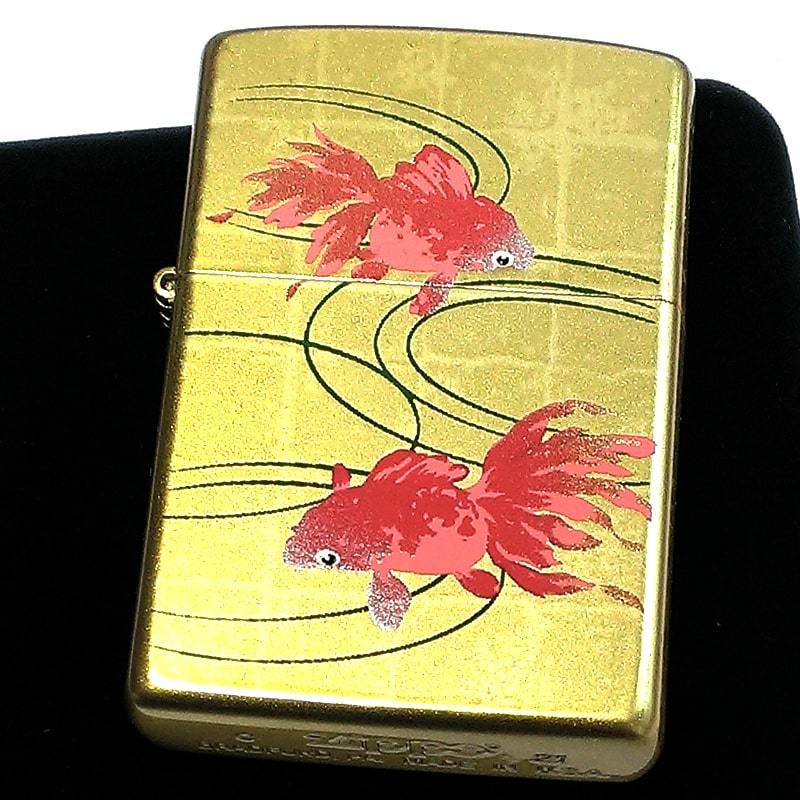 ZIPPO ライター 本金蒔絵 金魚 ジッポ 和柄 赤 ゴールド 伝統工芸 レッド 高級 金タンク 日本 かっこいい 渋い メンズ ギフト_画像2