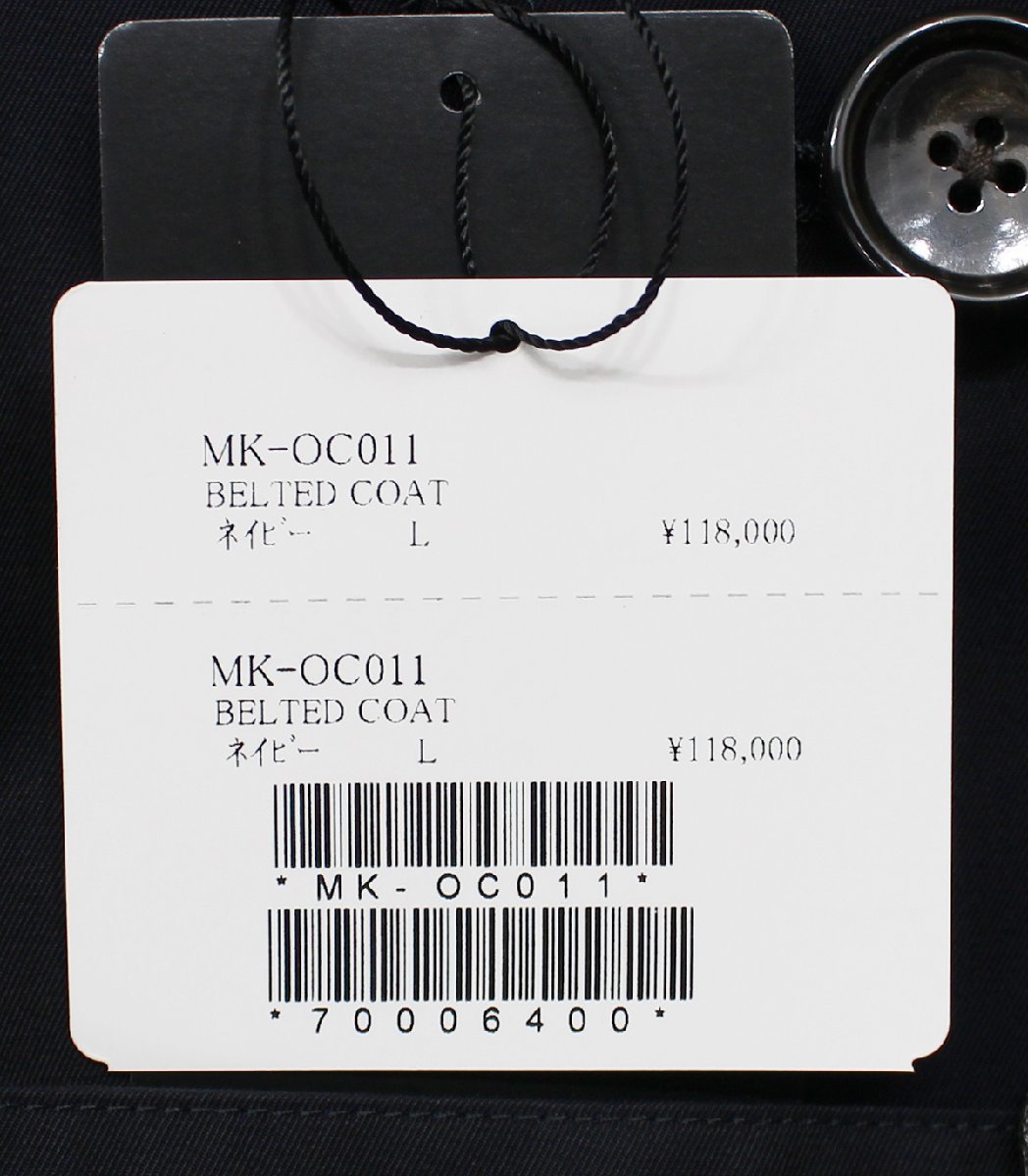 THE FLATHEAD (フラットヘッド) MKレーベル BELTED COAT / ベルテッドコート MK-OC011 未使用品 ネイビー size L / トレンチコート_画像9