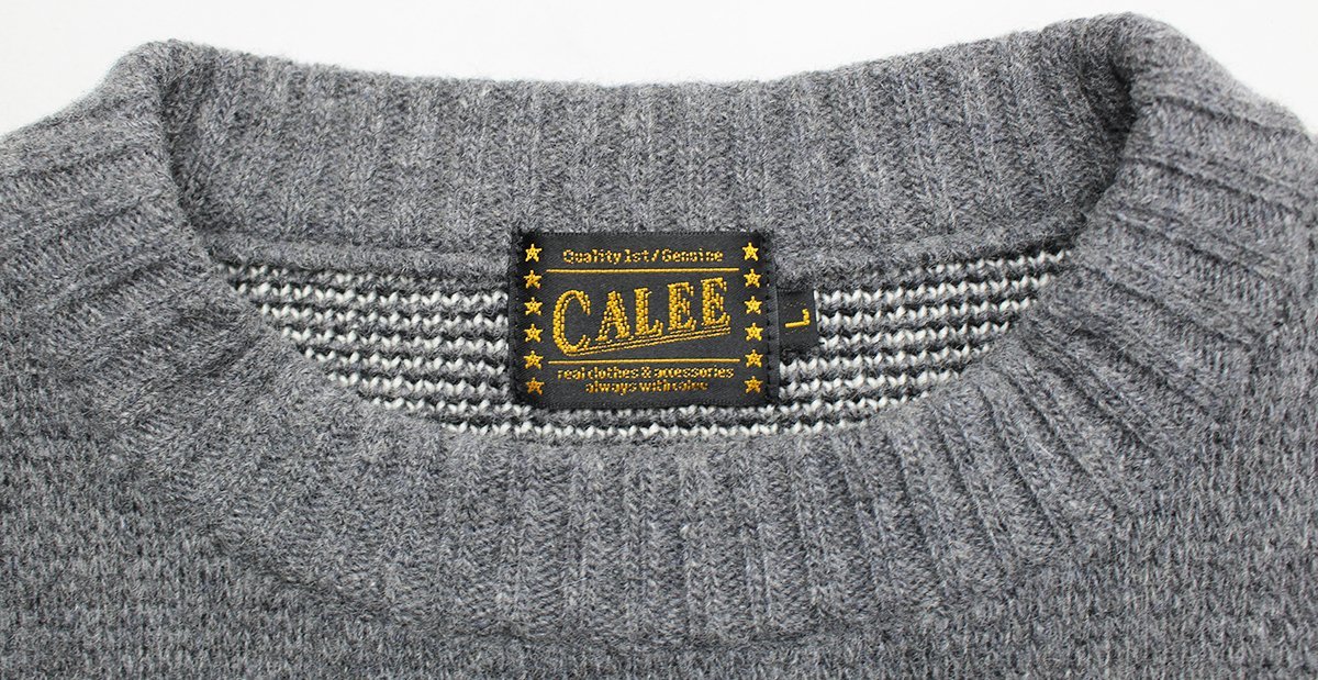 CALEE (キャリー) Lamb Wool Jacquard Knit Sweater / ラムウール ジャガードニットセーター 16AW042 美品 ブラック size L_画像6