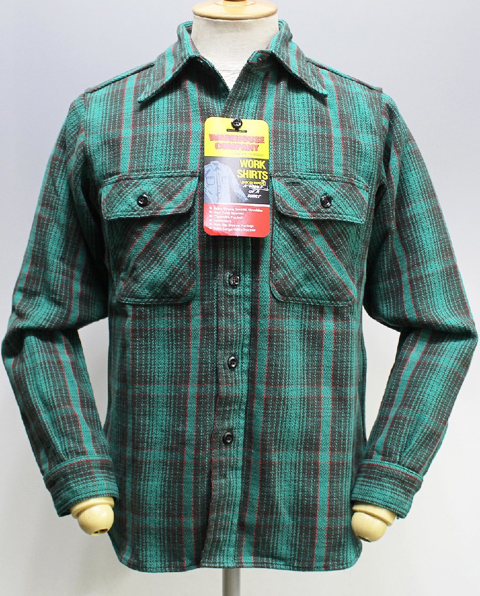 Warehouse (ウエアハウス) Lot 3104 FLANNEL SHIRTS / フランネルシャツ C柄 未使用品 グリーン size S_画像1