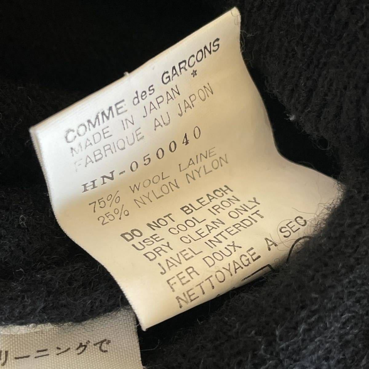 【希少】80s COMME des GARCONS HOMME 黒 ニットポロシャツ OLD ヴィンテージ ブラック 長袖 ギャルソン 70s 90s