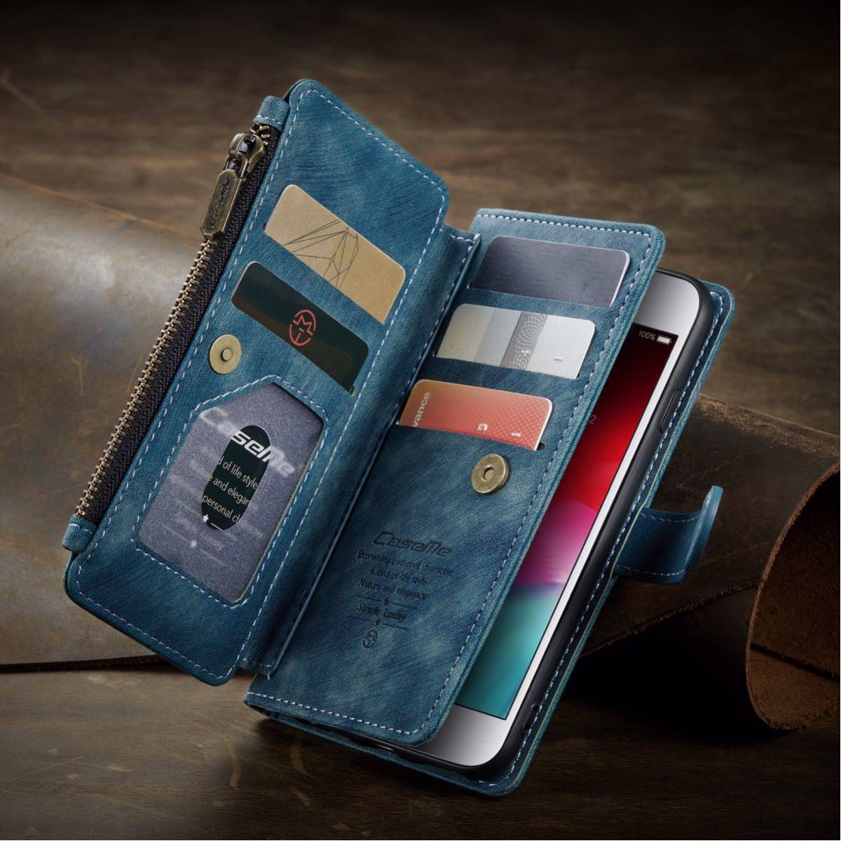iphone6s レザーケース アイフォン6s ケース iphone6/6s レザーケース 手帳型 カード収納 お財布付き ブルー