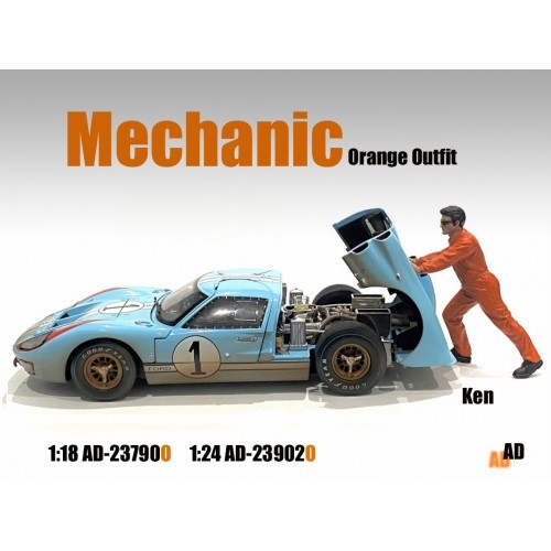 アメリカン ジオラマ 1/18 レース メカニック ケン オレンジ フィギア American Diorama Mechanic Ken (Orange) ミニチュア_画像6
