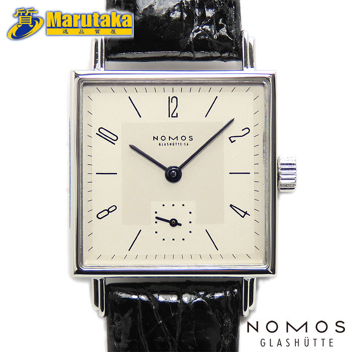  бесплатная доставка NOMOS Nomos Tetra 27 TT1A1W1 механический завод 27.5mm small second часы квадратное новый товар неоригинальный черный ko ремень замечательная вещь ломбард круг высота 