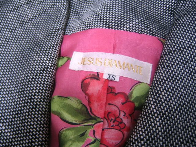 JESUS DIAMANTE ジーザス ディアマンテ 袖リボン 裏地花柄生地 ローズ 薔薇 上品なセットアップ スカートスーツ