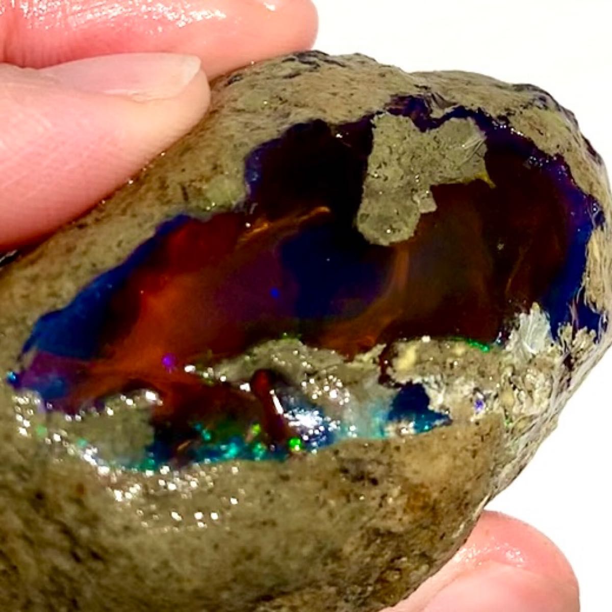 本物品質の 青のチカチカ遊色オパール152ct/鉱物標本 置物 - www