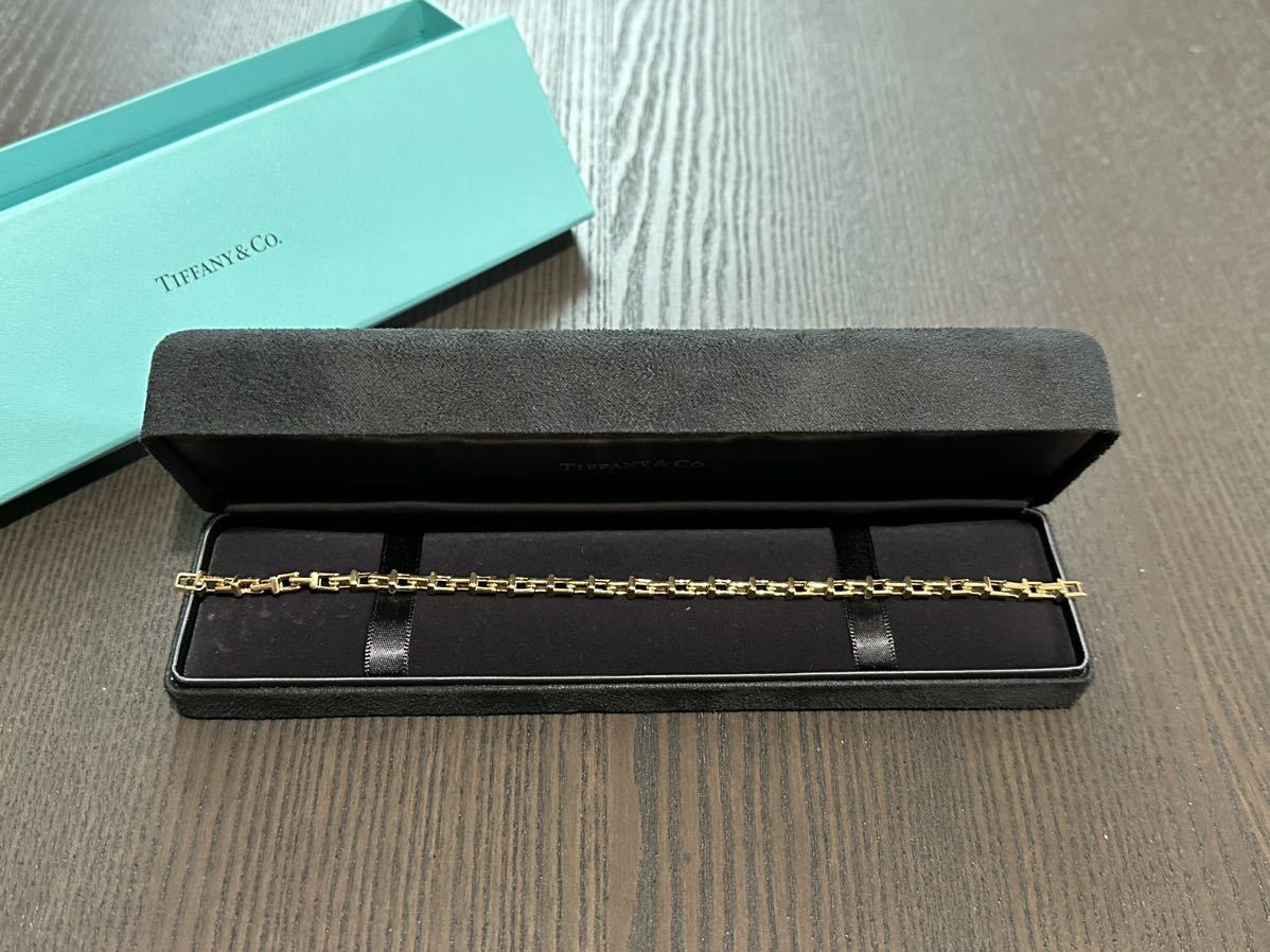 Tiffany ティファニー K18PG Tナローチェーン ブレスレット