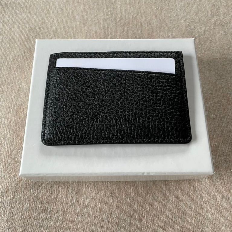 黒新品 メゾンマルジェラ 4ステッチ カーフレザー カードケース 財布 パスケース 21AW Maison Margiela 11 メンズ ブラック  カードホルダー
