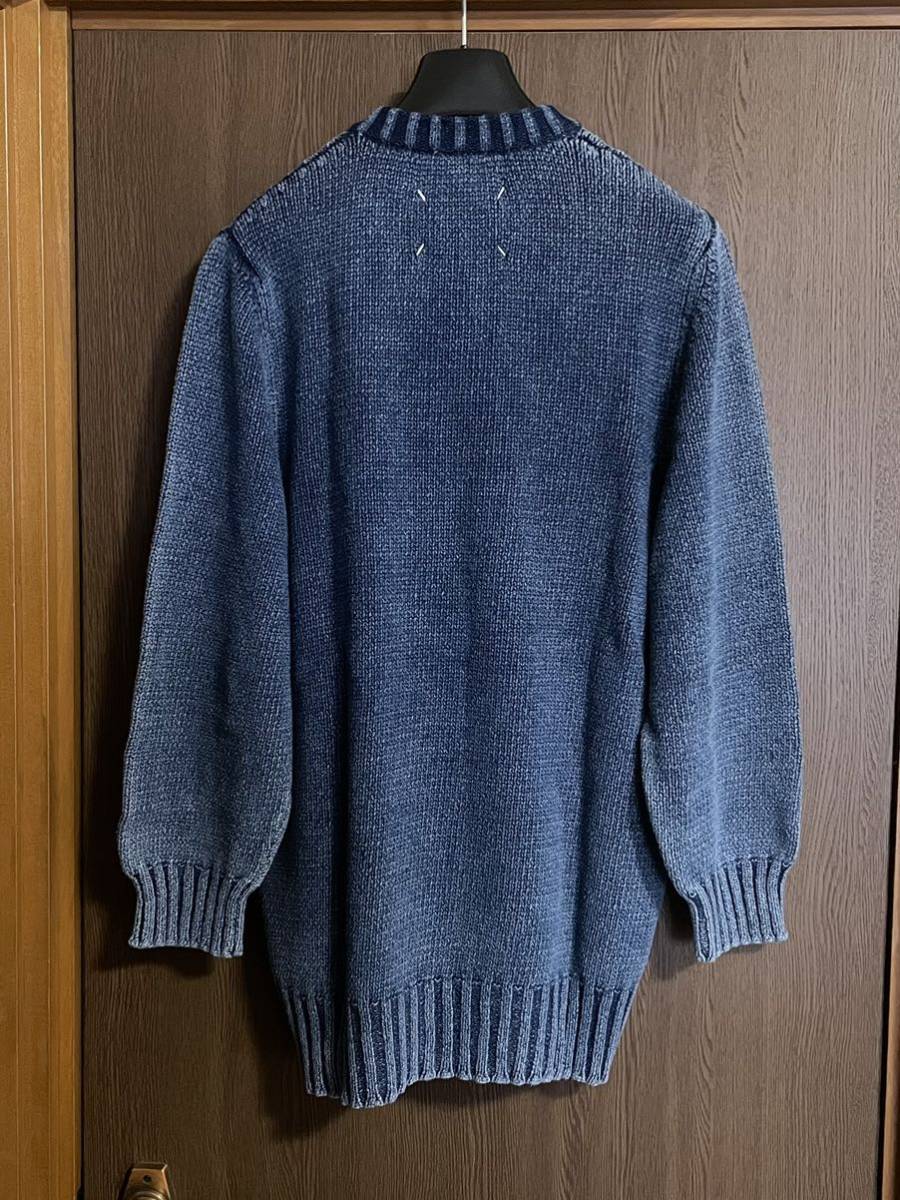 XS新品69%of メゾンマルジェラ デストロイ オーバーサイズ ロング ニット コットン セーター 21AW XS Maison Margiela  1 レディース ブルー