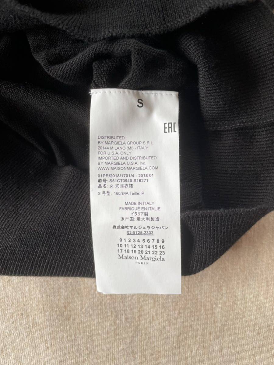 黒S新品52%off メゾンマルジェラ エルボーパッチ ニットワンピース セーター ドレス 18SS size S Maison Margiela 4 レディース ブラック_画像7