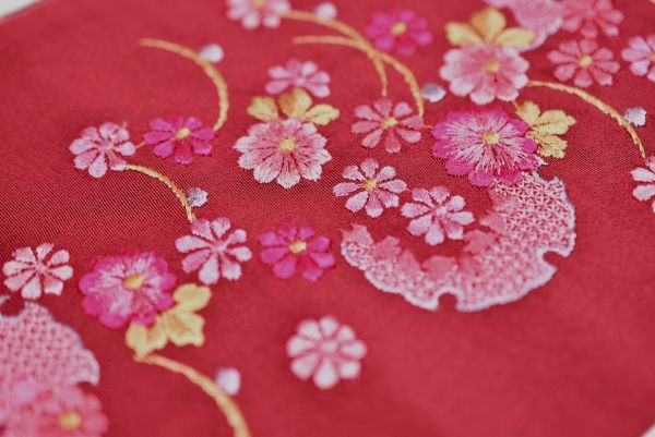 絹交織 舞踊和装 刺繍半衿