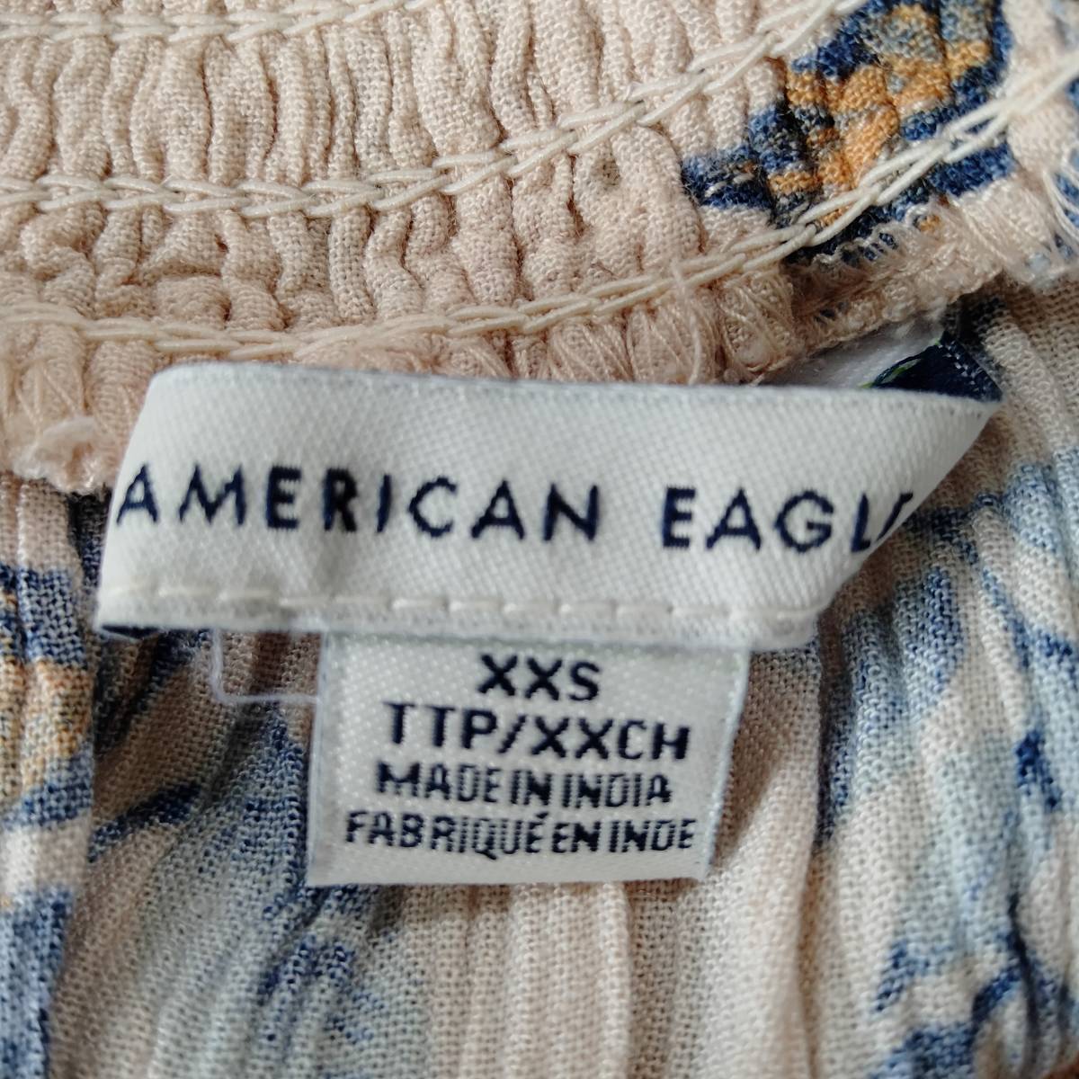 American Eagle America Eagle цветочный принт блуза tops автомобиль - кольцо шея короткий рукав короткий casual розовый серия размер XXS SJ85