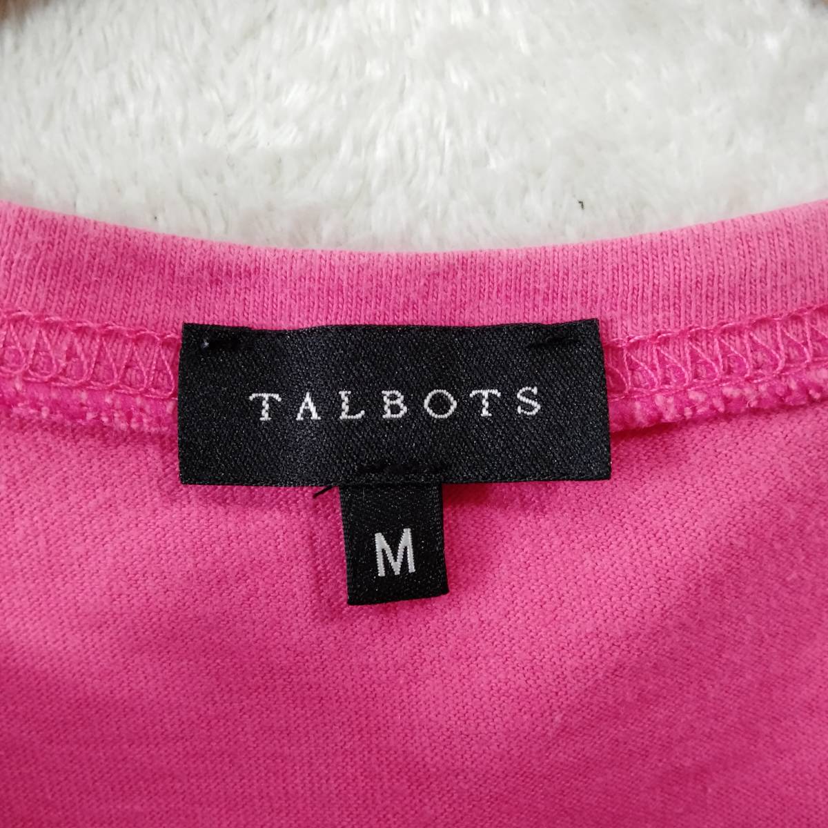 TALBOTS タルボット フラミンゴ スパンコール Tシャツ トップス フレンチスリーブ ショート丈 ビビットカラー ピンク サイズM SJ40_画像7