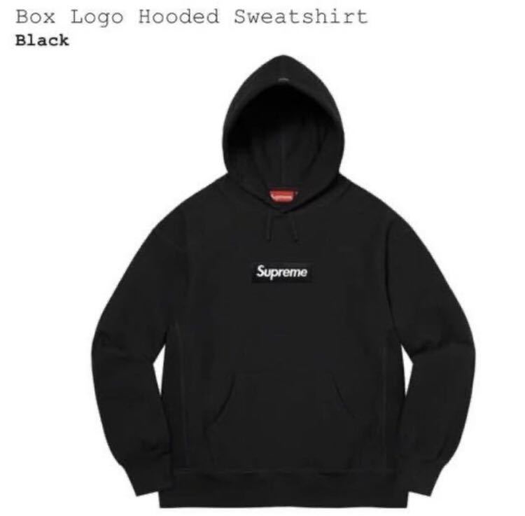 新品登場 hooded logo box supreme 21aw sweatshirt ブラック パーカー