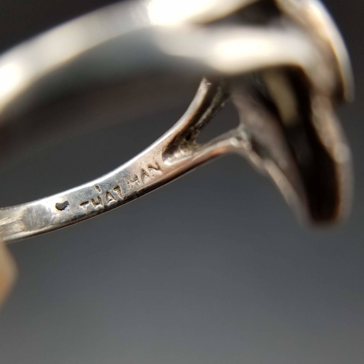 オニキス マーカサイト 925シルバー アールデコ ヴィンテージ リング 指輪 銀 彫金 ビンテージ AM1_画像6