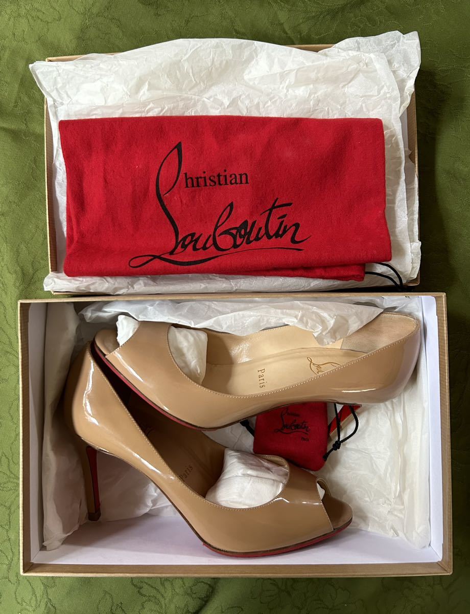 Christian Louboutin】美品ルブタン オープントゥ エナメル-