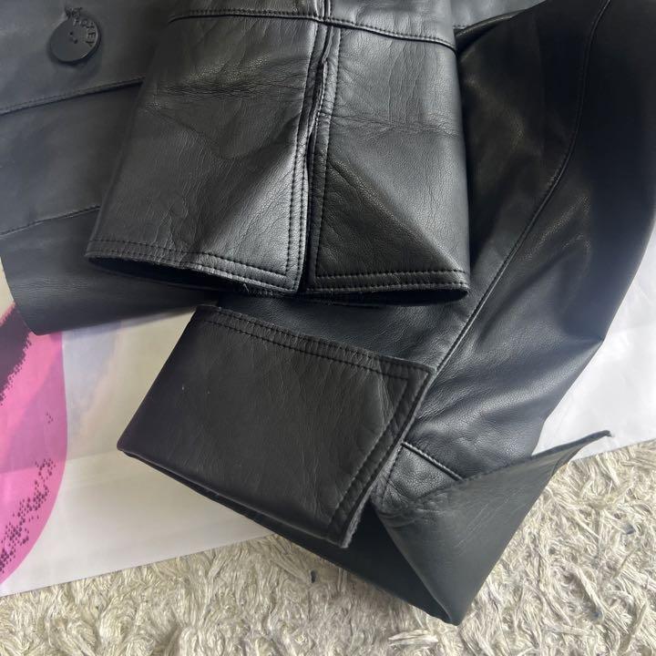 良品】FOXEY NEW YORK レザージャケット ブラック 襟 40 フォクシー