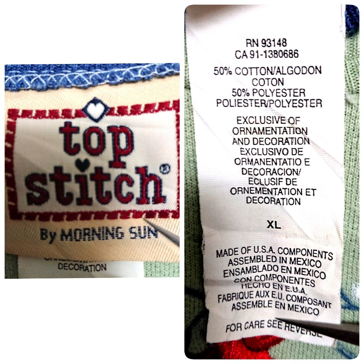 top stitch Vintage ビンテージ ビッグサイズ  風景 赤鳥 刺繍デカデザイン   スウェット トレーナー