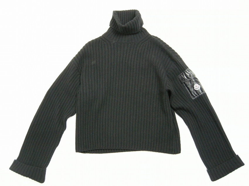 サイズS■新品 本物■モンクレール/COLLO ALTO TRICOT/ロゴ付きポケット タートルネックニットセーター/ハイネック/レディース/MONCLER/黒_画像1