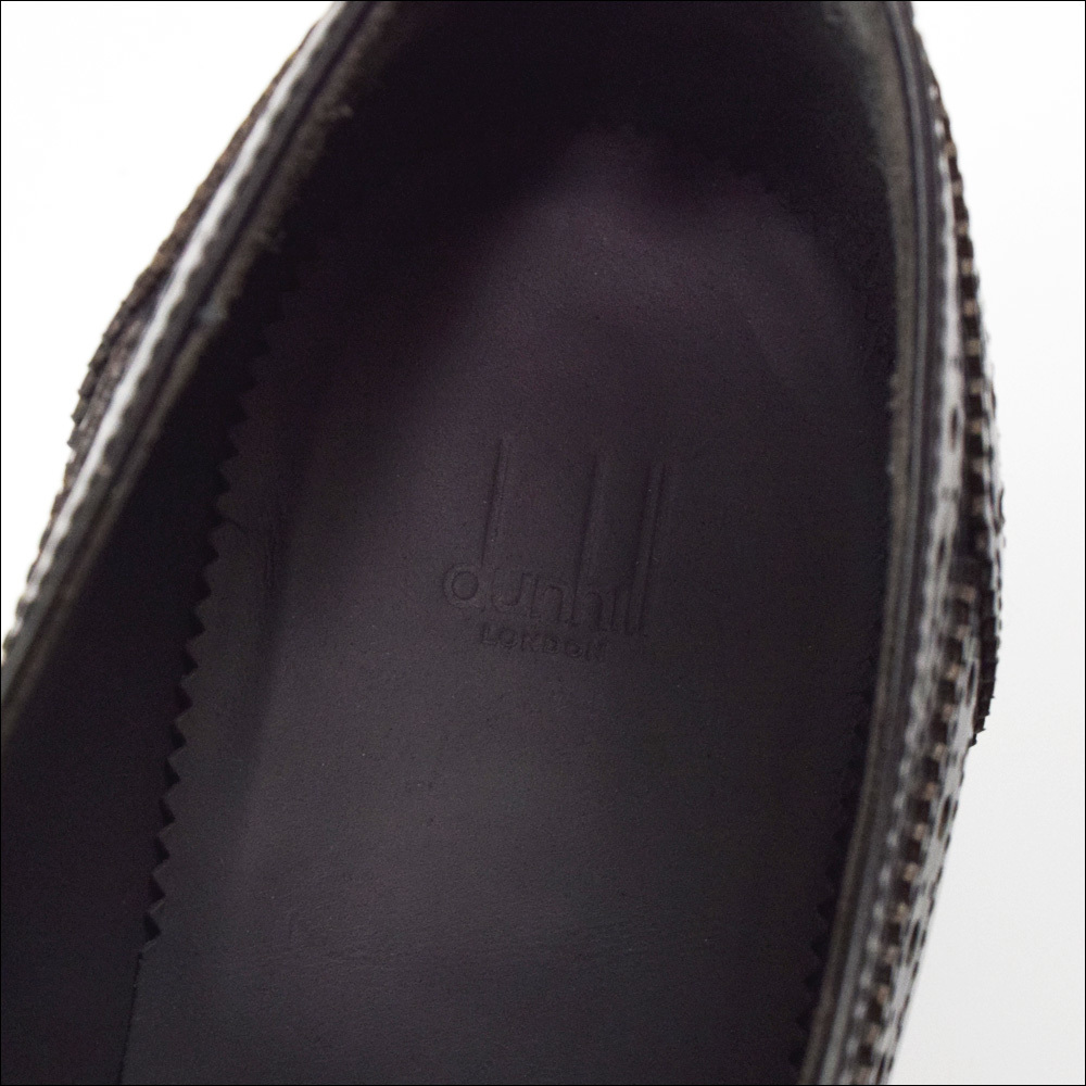  не использовался 11.4 десять тысяч dunhill Dunhill Wing chip кожа обувь 42 27cm черный Италия производства DU18F1604B7001