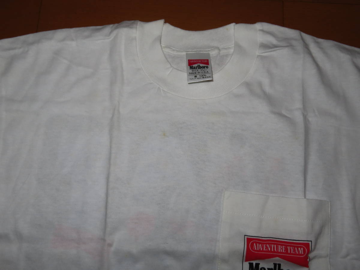 ネコP可 白 Marlboro ADVENTURE TEAM Tシャツ フリーサイズ マールボロアドベンチャーチーム ビンテージ 90s 未使用品_画像3