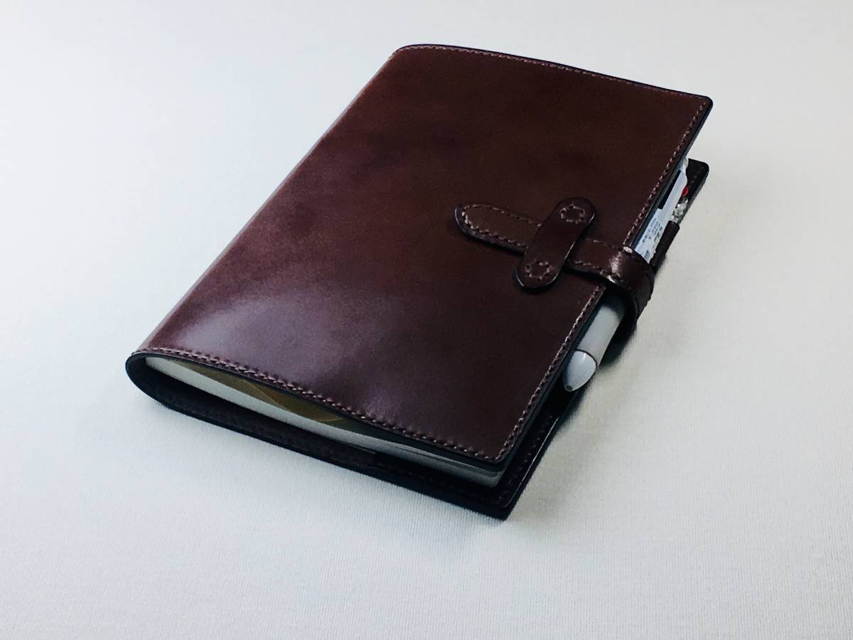 【手縫】ほぼ日手帳day-freeカズンA5用チョコ色本革手帳カバー※アジャスト機能のペンホルダーに仕様変更文房具