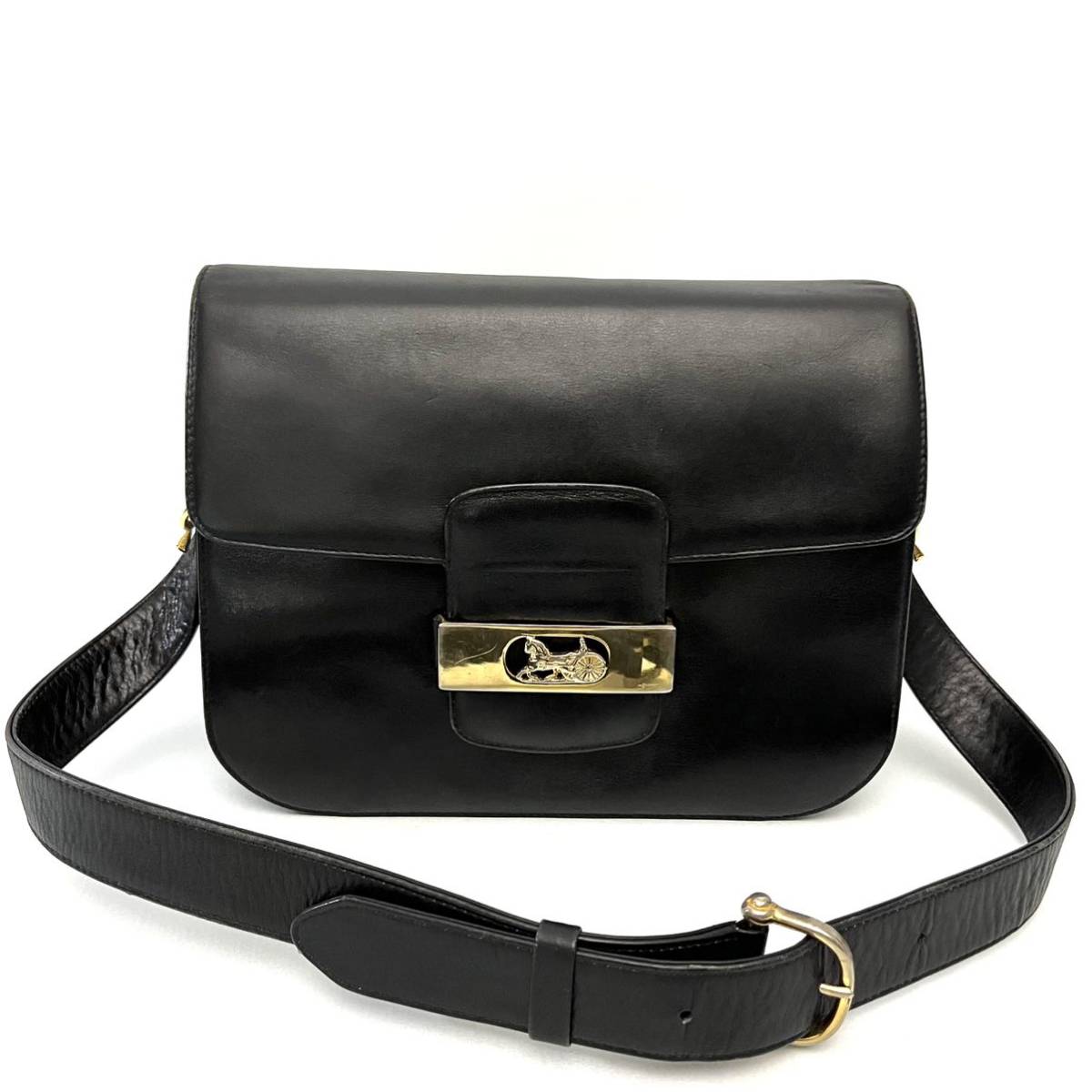 CELINE セリーヌ ハンドバッグ ワンショルダー 馬車 ゴールド金具 ...