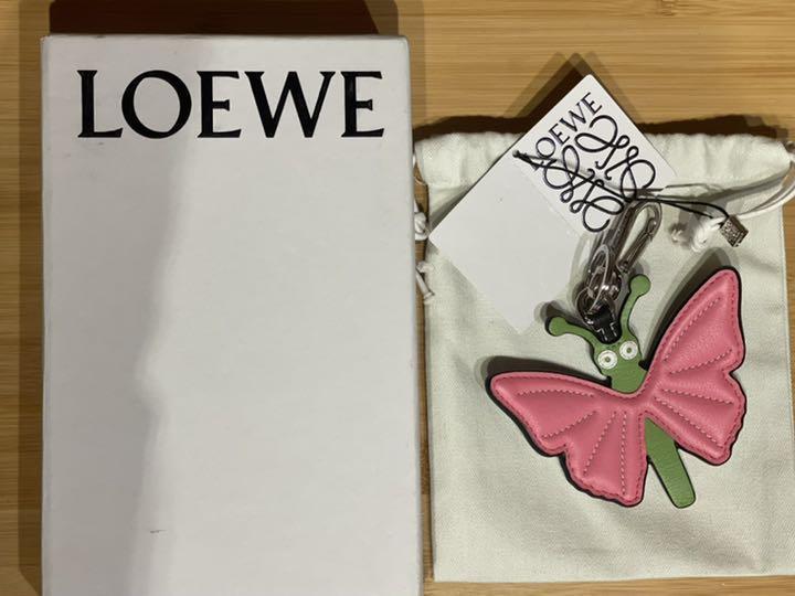 ベルギー製 LOEWEロエベ カーフレザーチャーム キーホルダー 蝶々