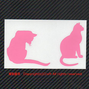 猫ネコ/ステッカー（２種類を１シートで/ライトピンク）屋外耐候素材//_画像2