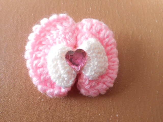 * unused * Heart . attaching ribbon type * hairpin pink color 