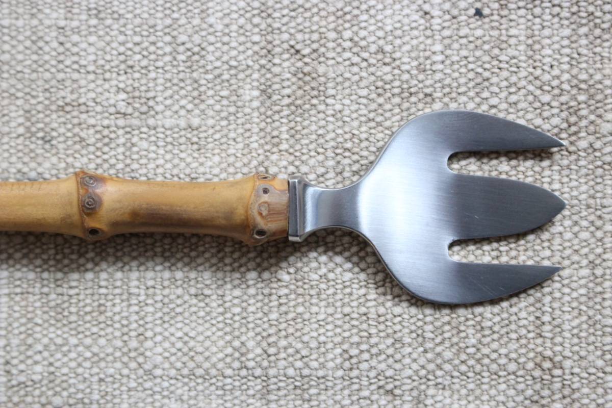  rare 1950s kai voice n bamboo sa- bin g Fork Denmark made cutlery Vintage Kay Bojesen Northern Europe Mid-century craft 