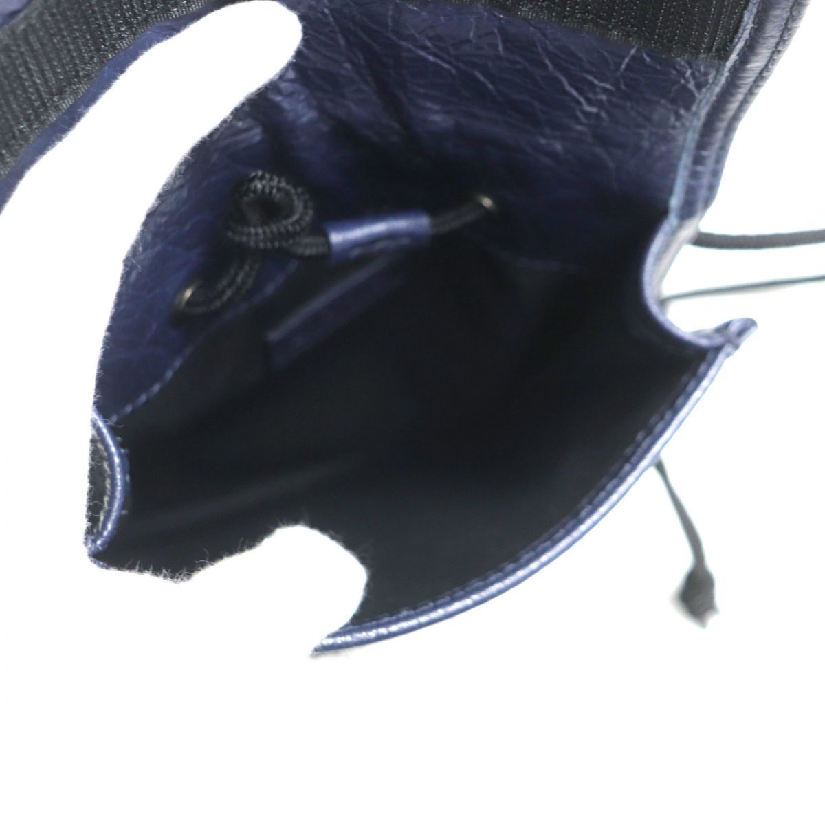 極美品▼定価94600円 BALENCIAGA バレンシアガ 532298 エクスプローラー ストラップ付 ラムレザー スモールポーチ ネイビー 伊製 保存袋付_画像8