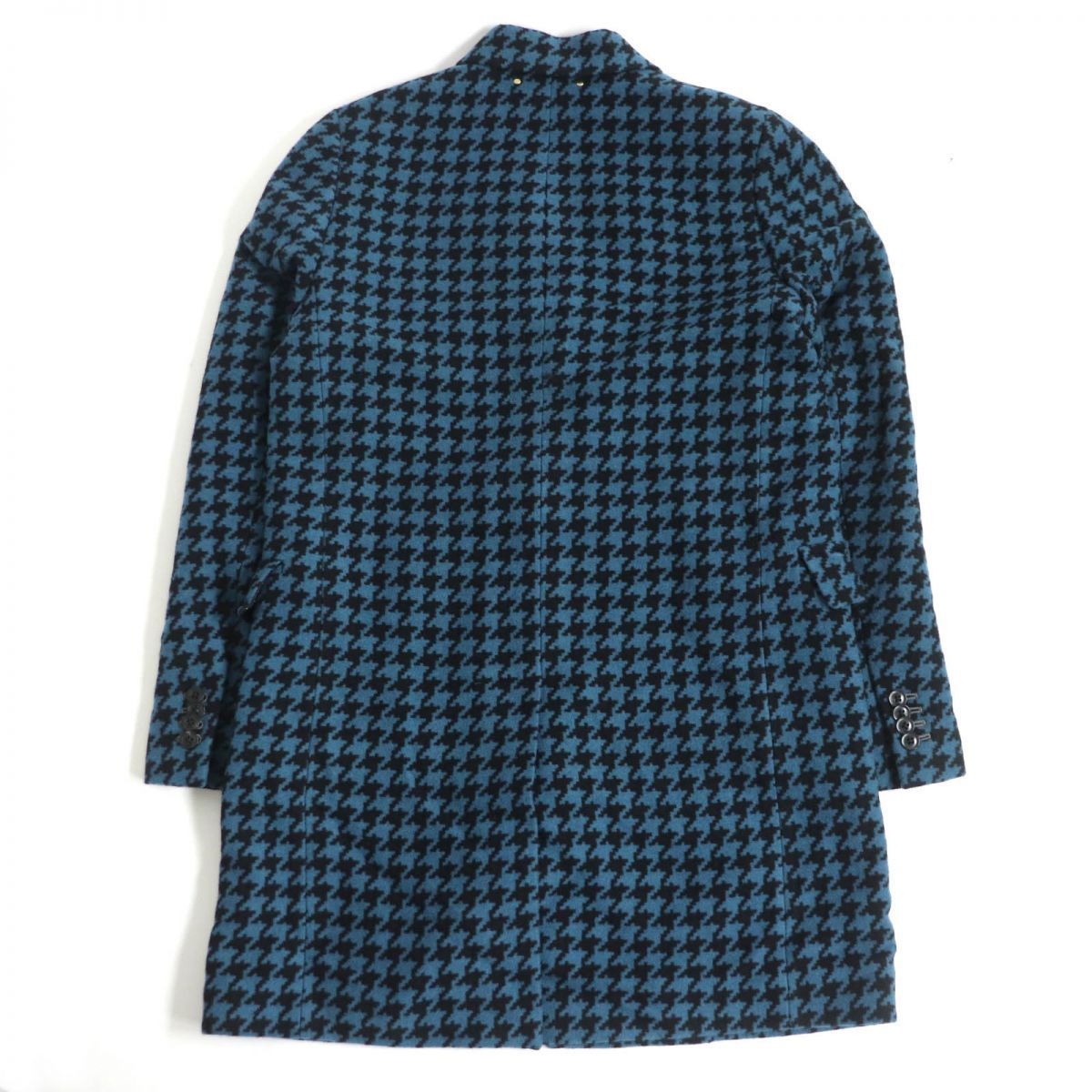 未使用品 Paul Smith/ポールスミス 千鳥格子柄 シルク混 ロング丈 チェスターコート/ウールコート ブルー系 M 正規品 日本製 メンズ