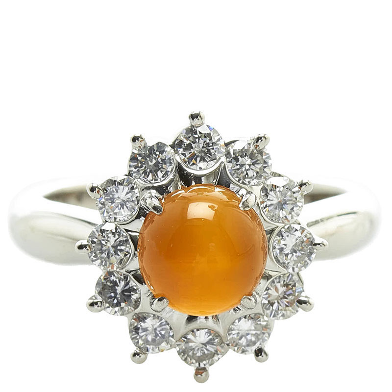 Pt900 プラチナ キャッツアイ0.97ct ダイヤ0.70ct リング 指輪