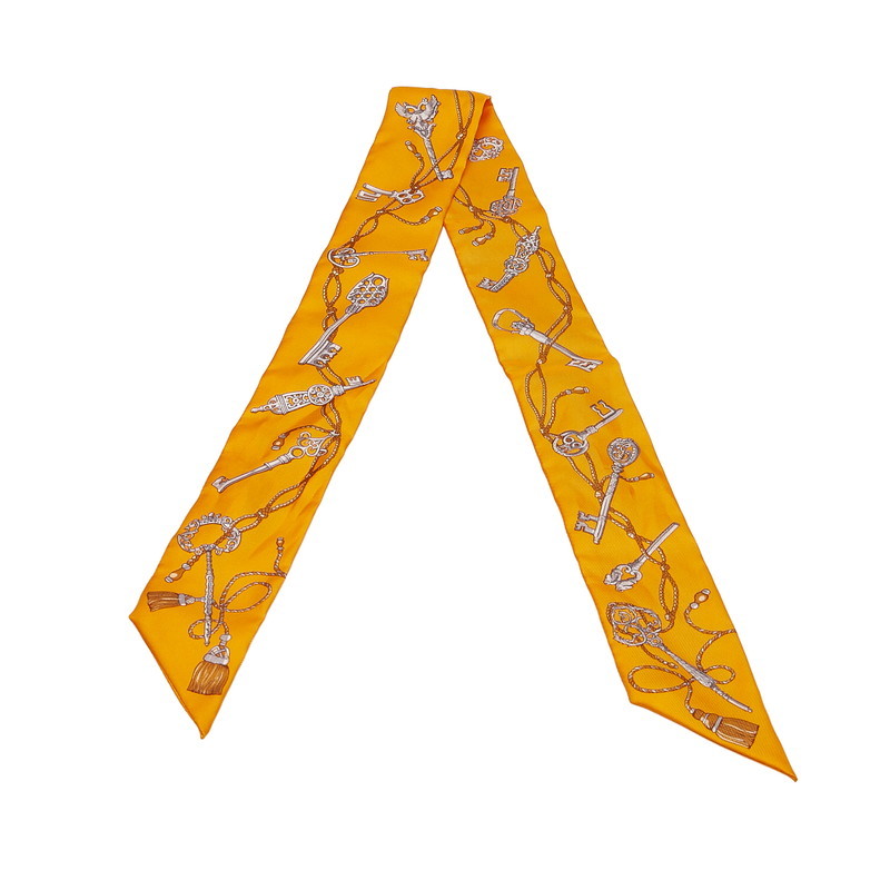 エルメス ツイリー レクレアポア 2本セット スカーフ オレンジ シルク レディース HERMES 【中古】