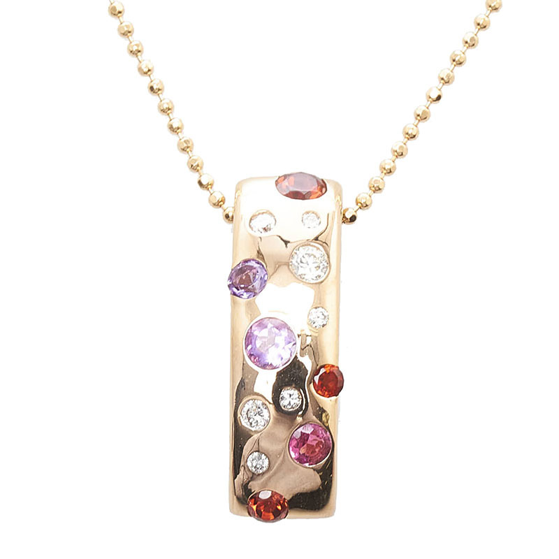 K18PG ピンクゴールド ダイヤ0.15ct アメジスト ガーネット ピンク
