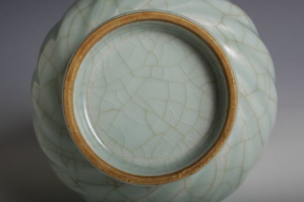 正式的 NK25485 華道具 茶道具 花瓶 花入 青磁瓶 青磁撚り瓢瓶 中国陶器 青磁