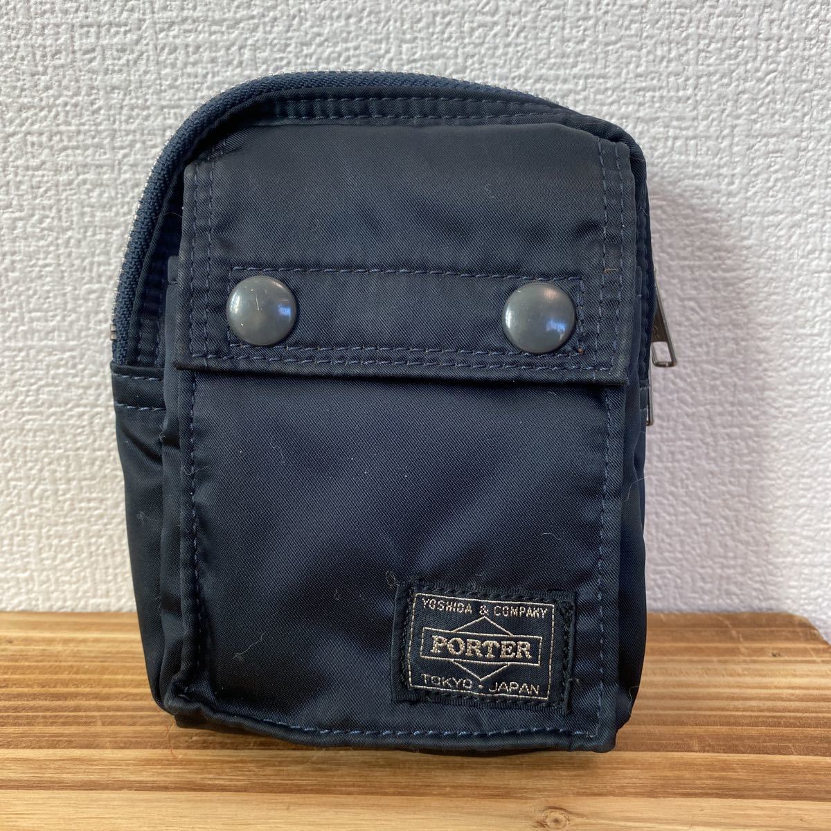 【美品★入手困難★送料210円★匿名発送】★ヘッドポーター★タンカー★ポーチ・小物入れ★ダークネイビー×オレンジ色★日本【管:20AGT】