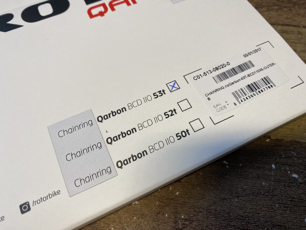 FY658 ローター ROTOR QARBON NO-Q AERO アウター チェーンリング PCD110 53T 5アーム_画像7