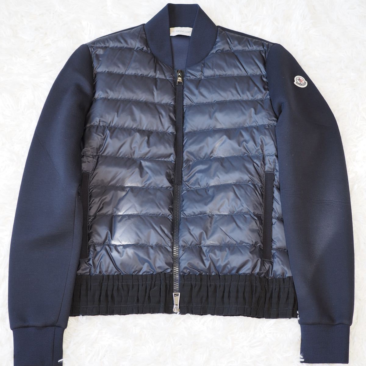 1円~【MONCLER】モンクレール ハイブリッドダウンニット ダウンジャケット レディース ダウン90% ネイビー XSサイズ