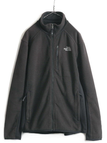 ■ ノースフェイス フルジップ フリース ジャケット ( メンズ L ) 古着 The North Face ブルゾン ストレッチ アウトドア 2トーン 黒 濃灰_画像1